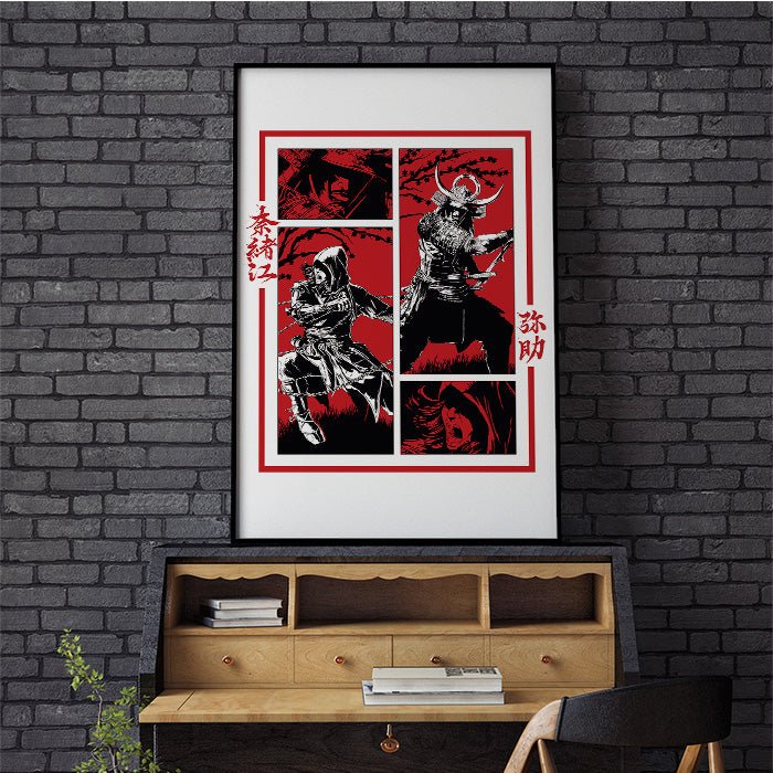 Naoe and Yasuke Posing - Assassin's Creed art - Fine Art Print