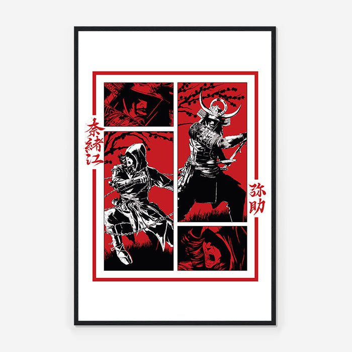 Naoe and Yasuke Posing - Assassin's Creed art - Framed Print