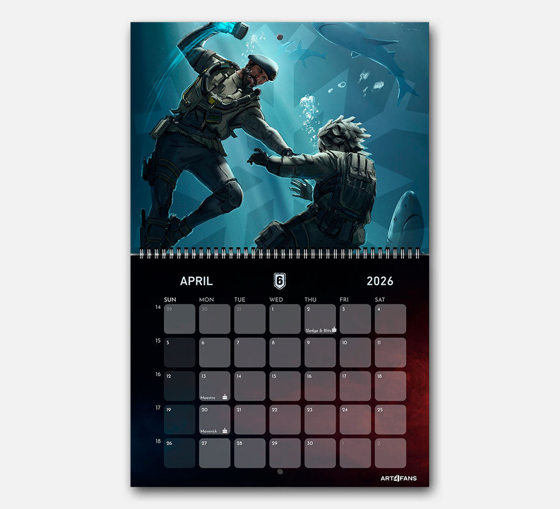 Six Siege Wall Calendar 2026 - Original Artwork & Customizable