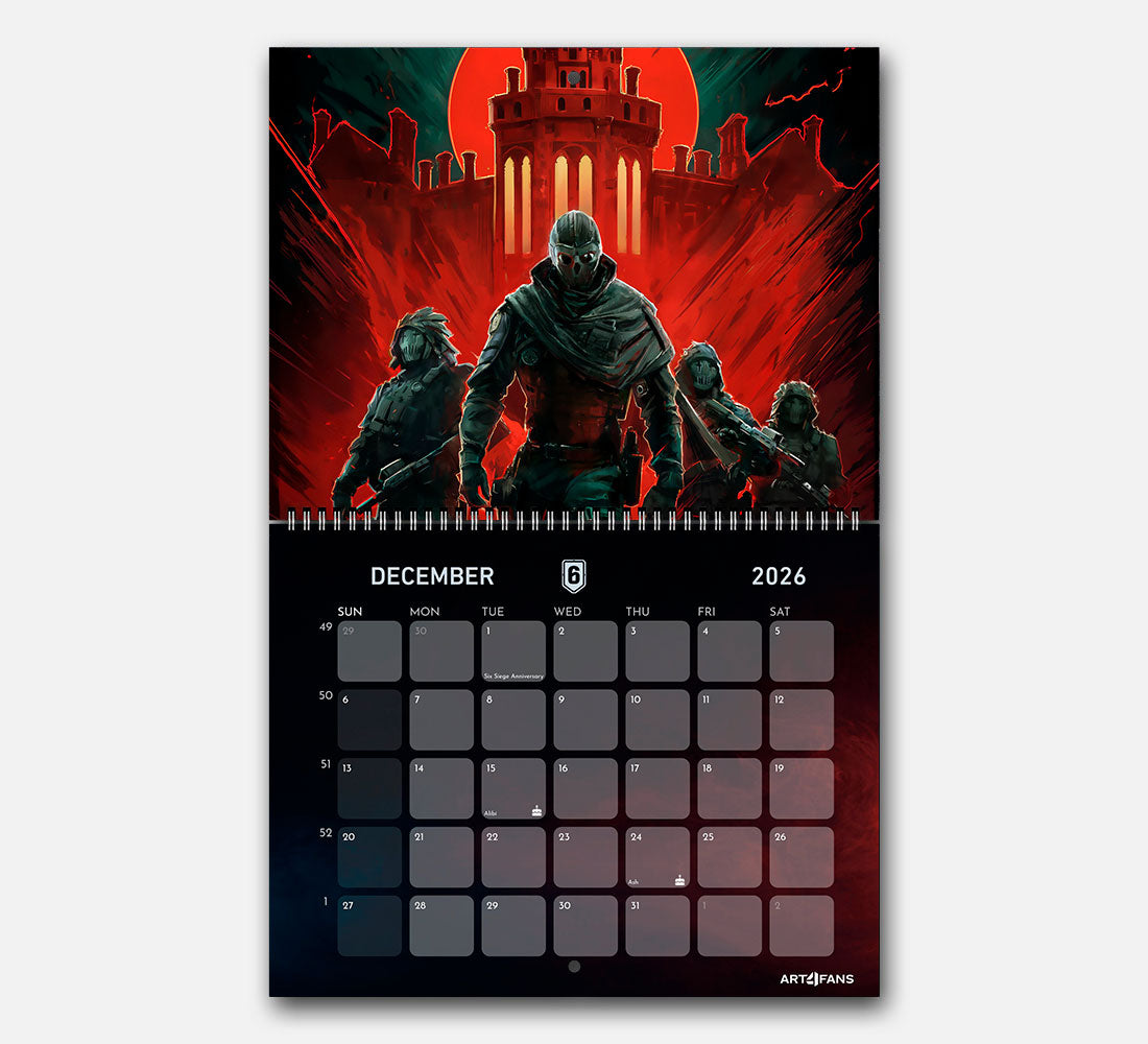 Six Siege Wall Calendar 2026 - Original Artwork & Customizable