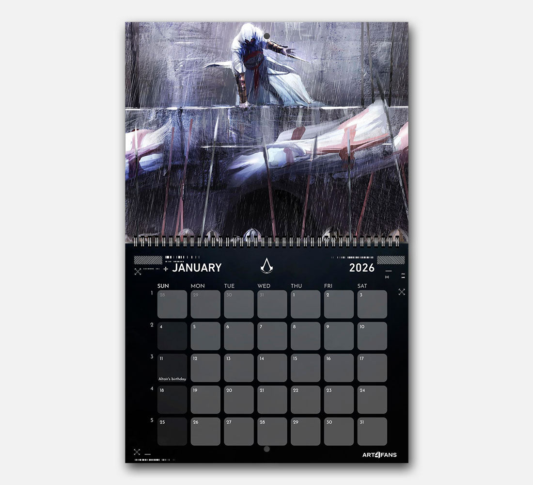 Assassin's Creed Wall Calendar 2026 - Original Artwork & Customizable
