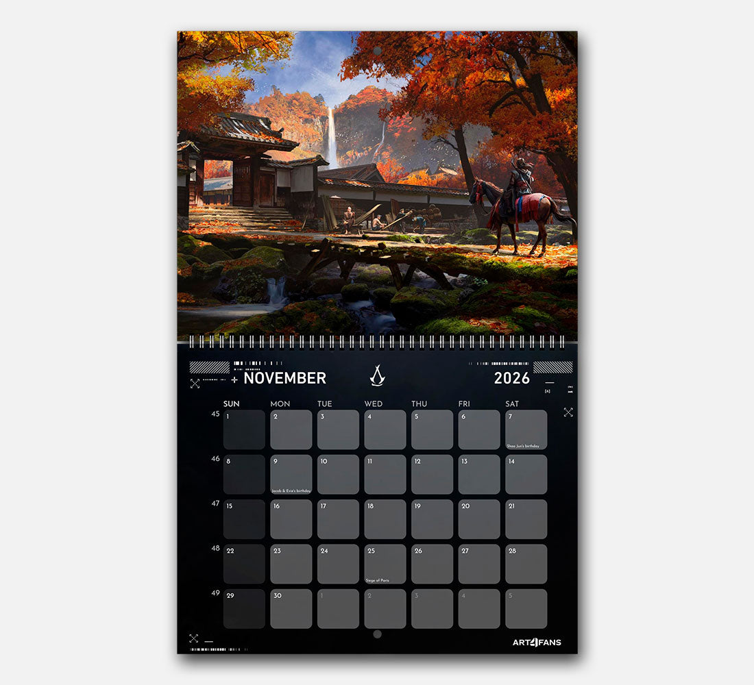 Assassin's Creed Wall Calendar 2026 - Original Artwork & Customizable