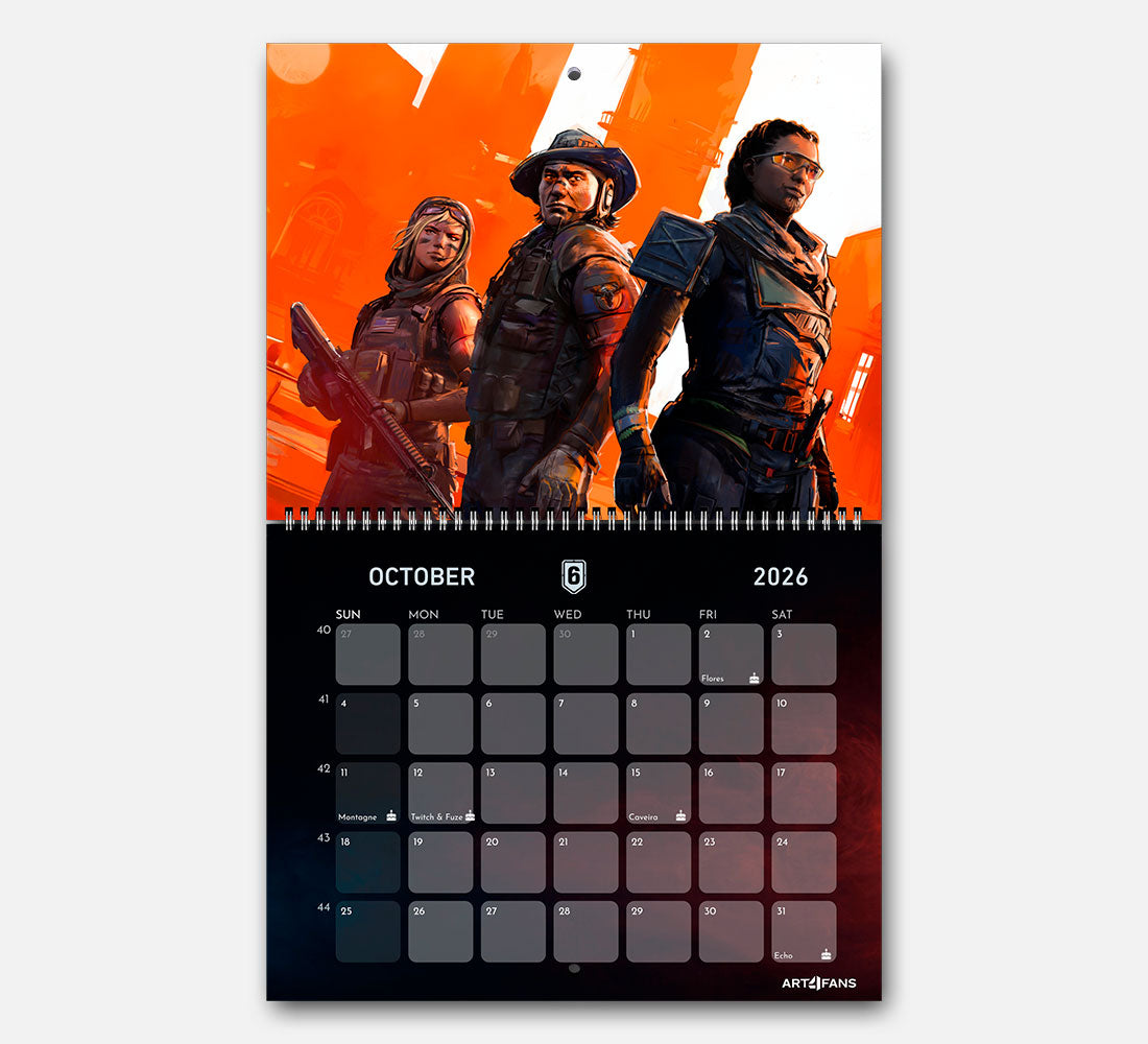 Six Siege Wall Calendar 2026 - Original Artwork & Customizable