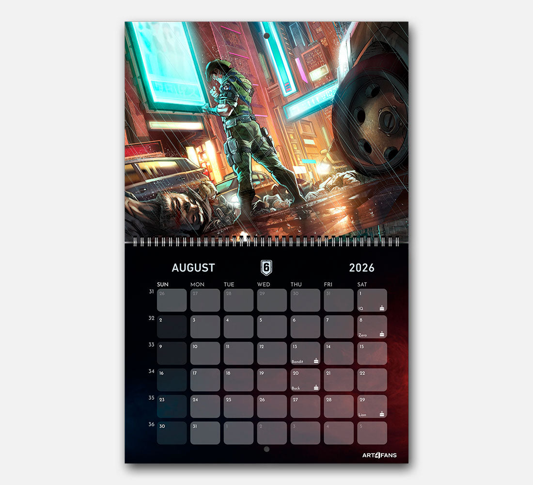 Six Siege Wall Calendar 2026 - Original Artwork & Customizable