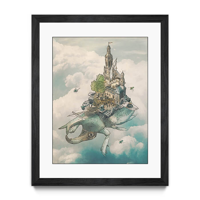 Gregory Fromenteau - Rhino Beetle City with black frame - Art4Fans Signature