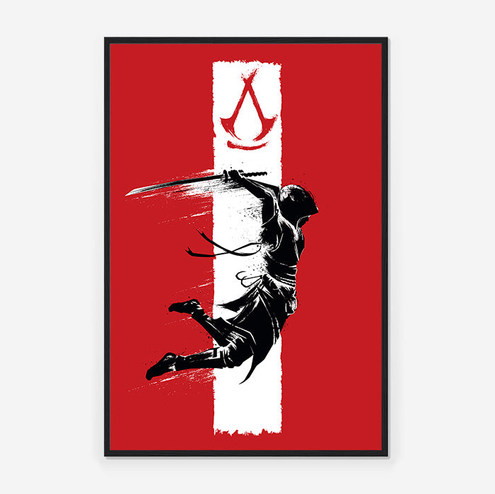 Assassin's Creed Shadows | Naoe - Leap of death -Framed Print Black | Art4Fans