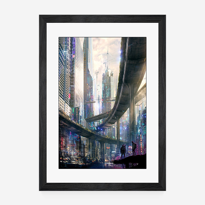 Raphaël Lacoste - Neo City Explorers | Limited Edition -Black frame| Art4Fans Signature