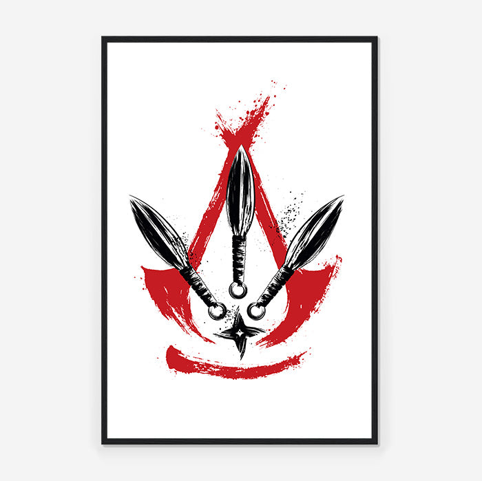 Assassin's Creed Shadows | Kunai and Shuriken-Framed Print Black | Art4Fans