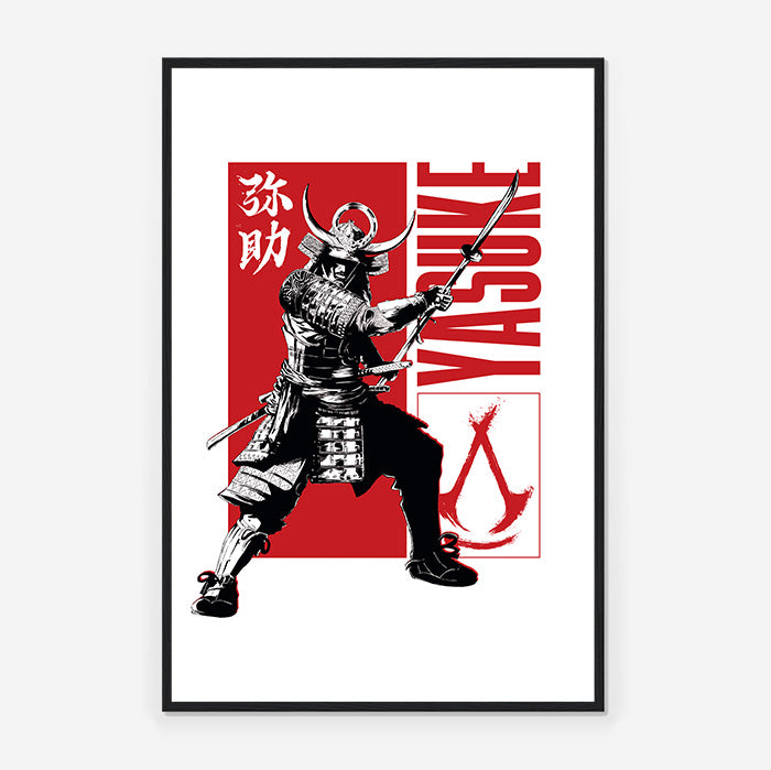 Assassin's Creed Shadows | Yasuke posing – white version-Framed Print Black | Art4Fans