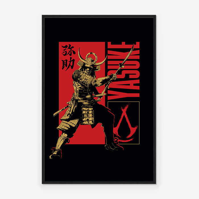 Assassin's Creed Shadows | Yasuke posing – black version-Framed Print Black | Art4Fans
