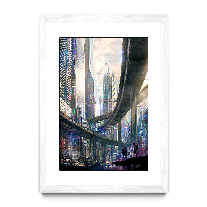 Raphaël Lacoste - Neo City Explorers | Limited Edition - White Frame | Art4Fans Signature