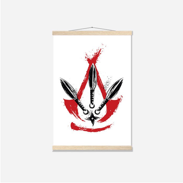 Assassin's Creed Shadows - Kunai and Shuriken - Assassin's Creed art - Japanese Wall Scroll