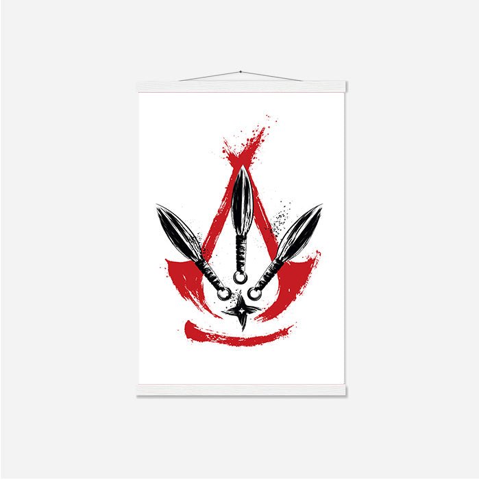 Assassin's Creed Shadows - Kunai and Shuriken - Assassin's Creed art - Japanese Wall Scroll