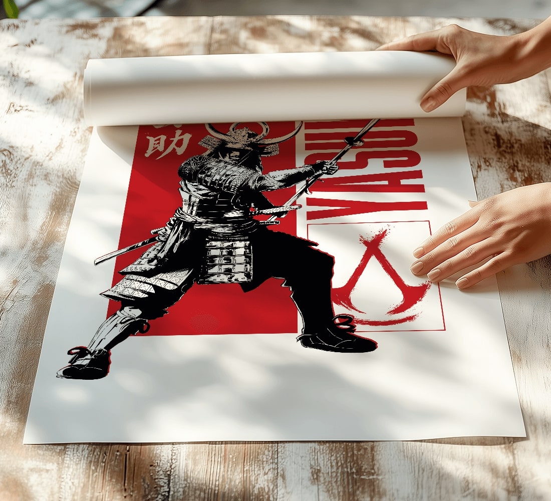 Yasuke Rug Assassin's Creed Shadows | Yasuke posing – white version | Art4Fans