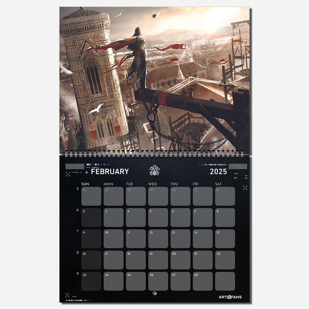 Assassin's Creed Wall Calendar 2025 - Original Artwork & Customizable - Assassin's Creed art - English