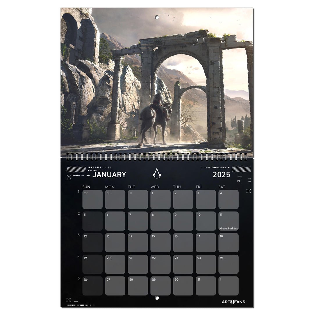 Assassin's Creed Wall Calendar 2025 - Original Artwork & Customizable - Assassin's Creed art - English