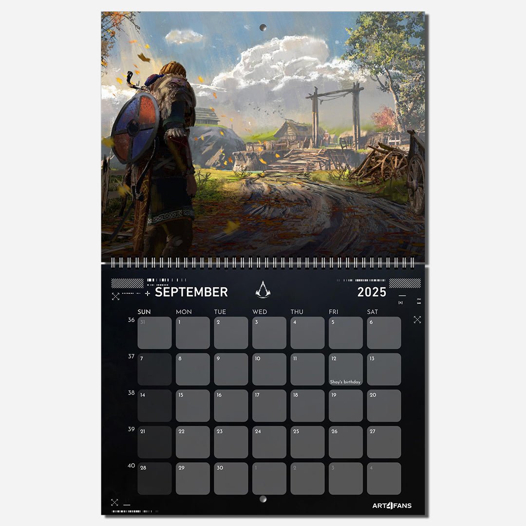 Assassin's Creed Wall Calendar 2025 - Original Artwork & Customizable - Assassin's Creed art - English