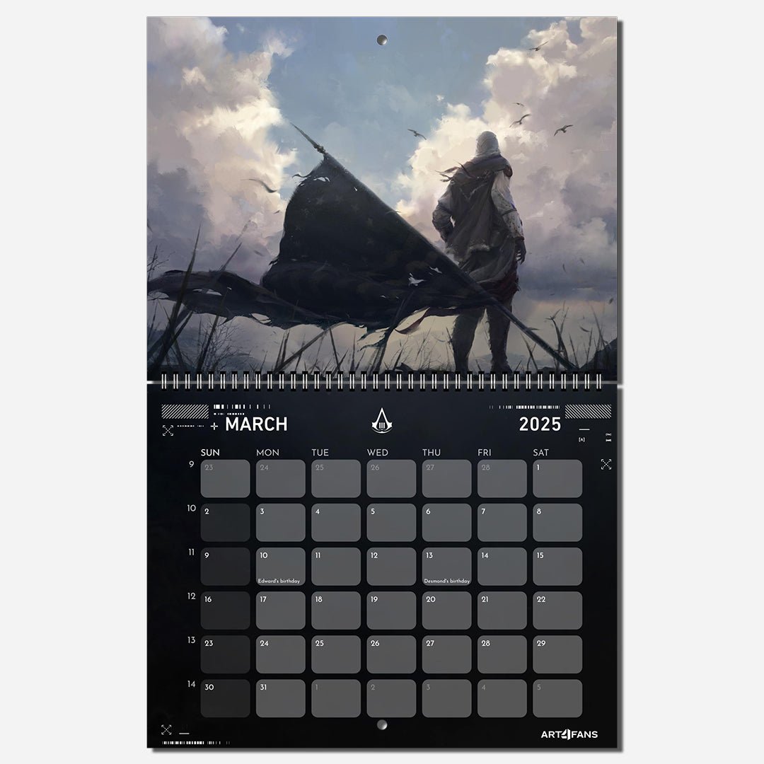 Assassin's Creed Wall Calendar 2025 - Original Artwork & Customizable - Assassin's Creed art - English