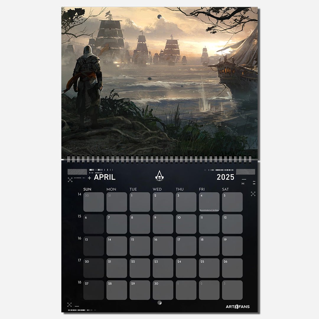 Assassin's Creed Wall Calendar 2025 - Original Artwork & Customizable - Assassin's Creed art - English