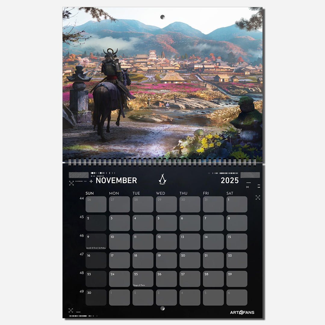 Assassin's Creed Wall Calendar 2025 - Original Artwork & Customizable - Assassin's Creed art - English