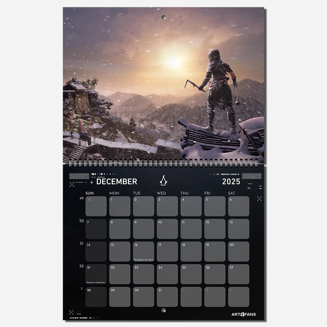 Assassin's Creed Wall Calendar 2025 - Original Artwork & Customizable - Assassin's Creed art - English