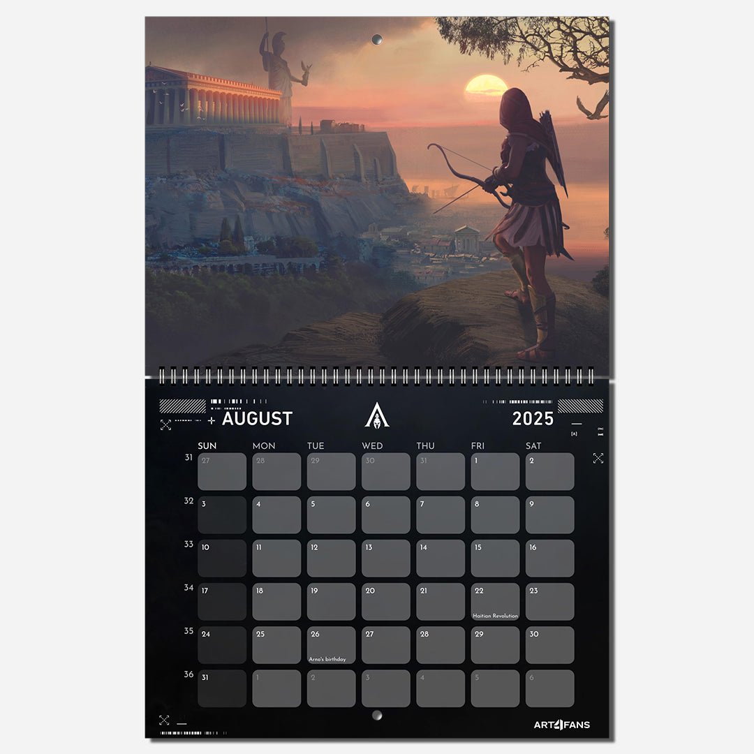 Assassin's Creed Wall Calendar 2025 - Original Artwork & Customizable - Assassin's Creed art - English