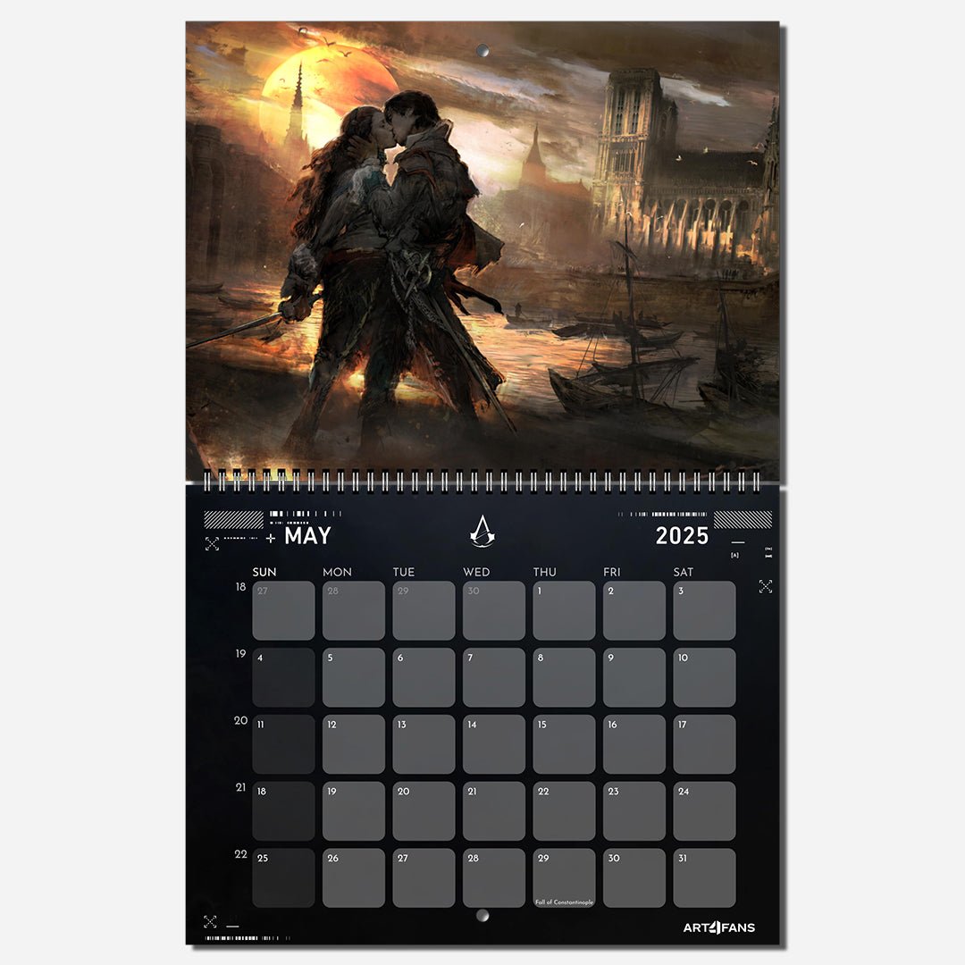 Assassin's Creed Wall Calendar 2025 - Original Artwork & Customizable - Assassin's Creed art - English