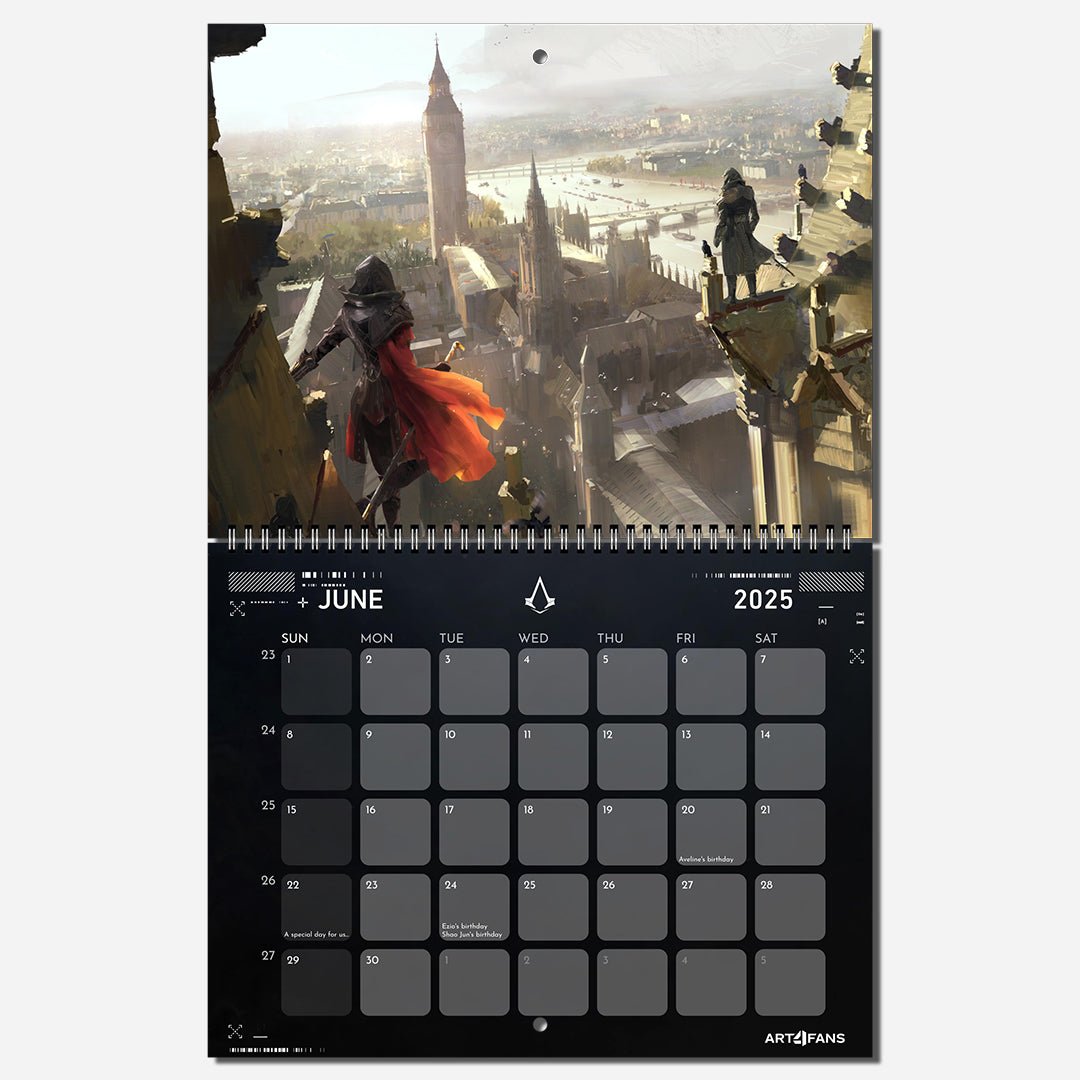 Assassin's Creed Wall Calendar 2025 - Original Artwork & Customizable - Assassin's Creed art - English