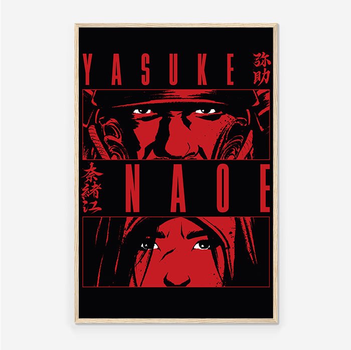 Naoe and Yasuke look – Red version - Assassin's Creed art - Framed Print