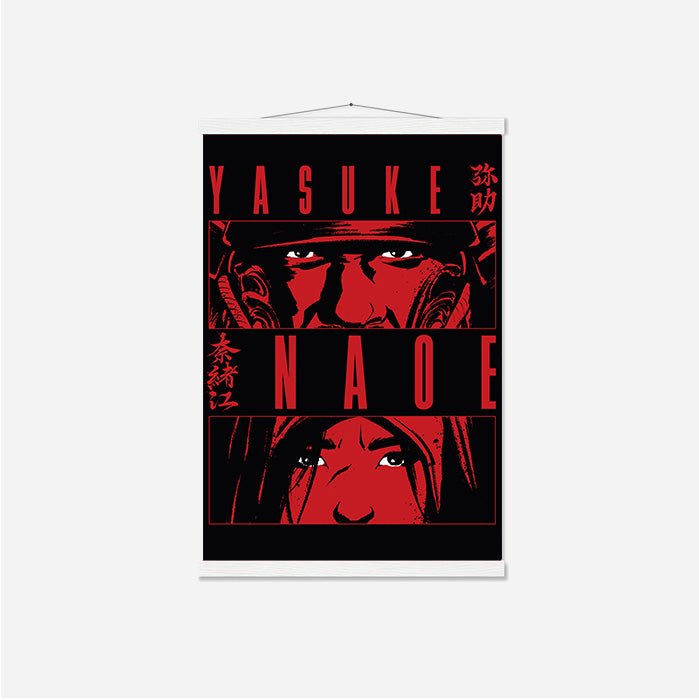 Naoe and Yasuke look – Red version - Assassin's Creed art - Japanese Wall Scroll