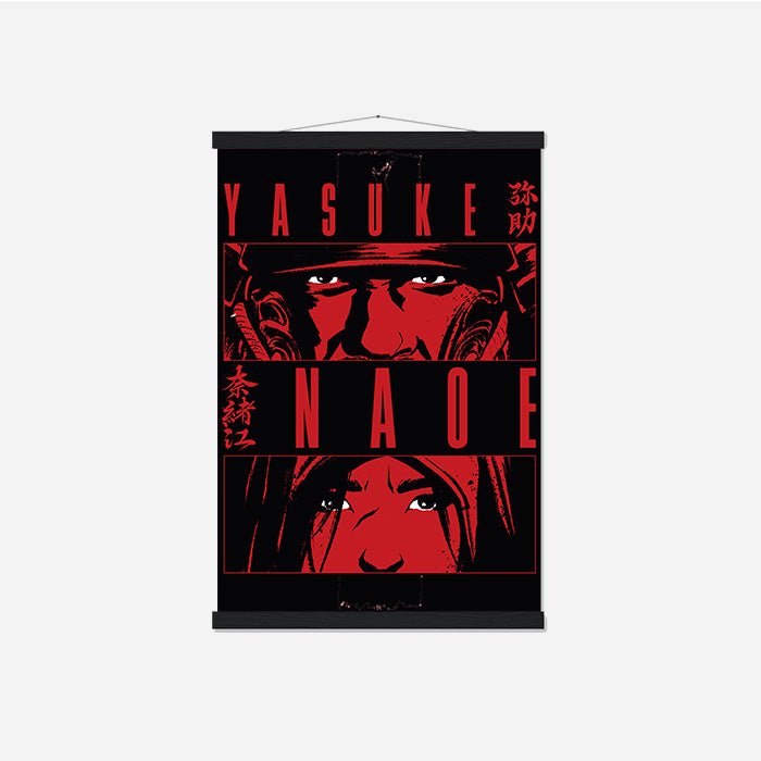 Naoe and Yasuke look – Red version - Assassin's Creed art - Framed Print