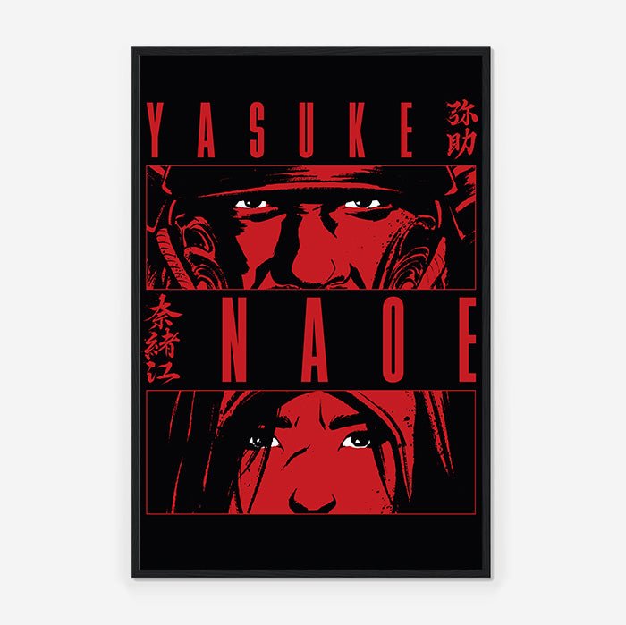 Naoe and Yasuke look – Red version - Assassin's Creed art - Framed Print