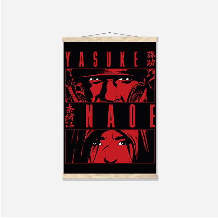 Naoe and Yasuke look – Red version - Assassin's Creed art - Japanese Wall Scroll