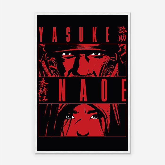 Naoe and Yasuke look – Red version - Assassin's Creed art - Framed Print