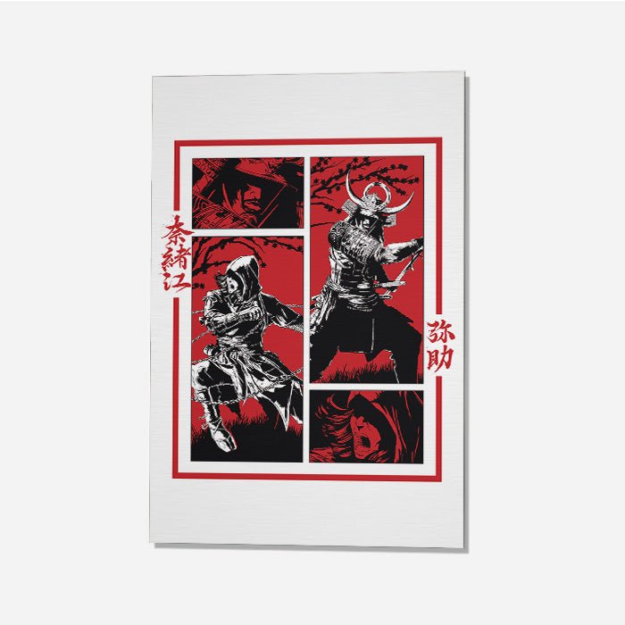 Naoe and Yasuke Posing - Assassin's Creed art - Japanese Wall Scroll