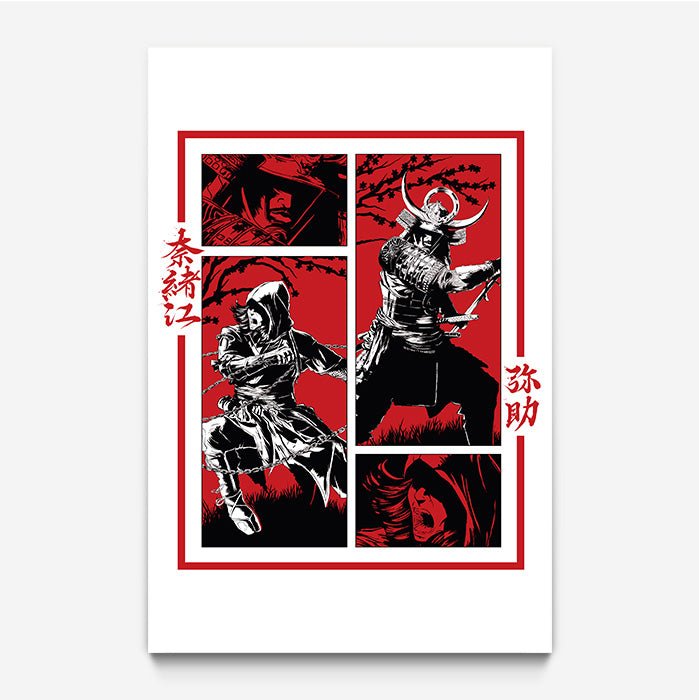 Naoe and Yasuke Posing - Assassin's Creed art - Fine Art Print