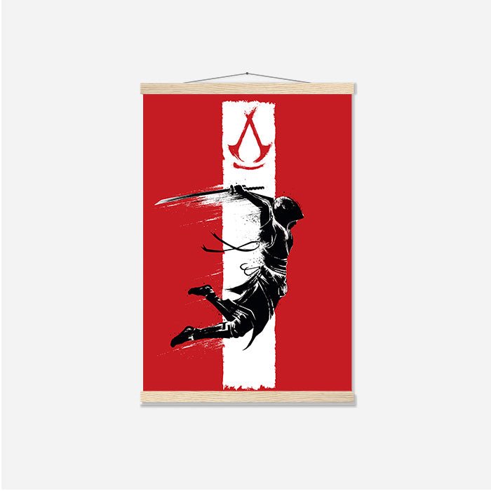 Naoe - Leap of death – Ink Style - Assassin's Creed art - Japanese Wall Scroll