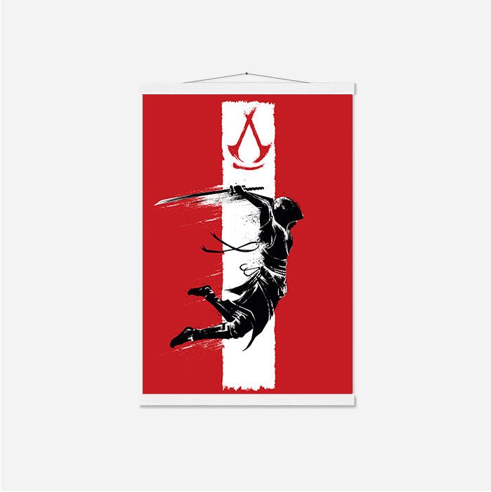 Naoe - Leap of death – Ink Style - Assassin's Creed art - Japanese Wall Scroll