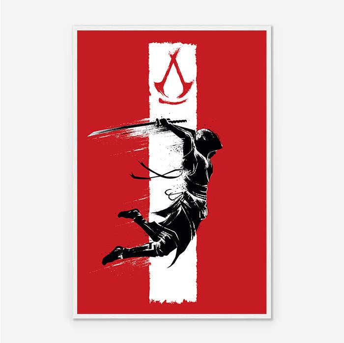 Naoe - Leap of death – Ink Style - Assassin's Creed art - Framed Print