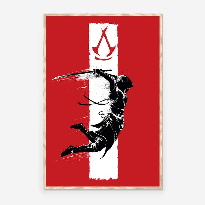 Naoe - Leap of death – Ink Style - Assassin's Creed art - Framed Print