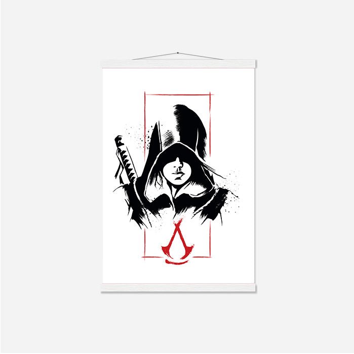 Naoe portrait – Ink style - Assassin's Creed art - Japanese Wall Scroll