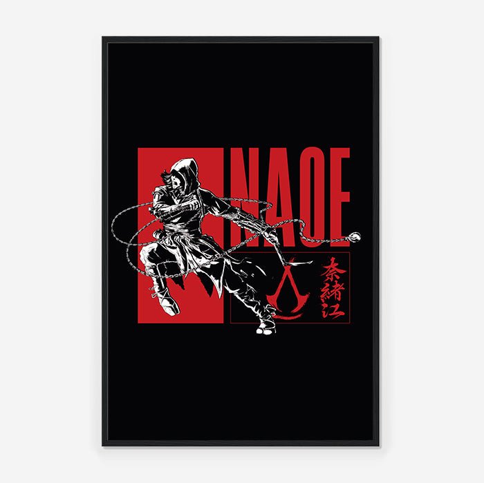 Naoe posing – Black version - Assassin's Creed art - Framed Print