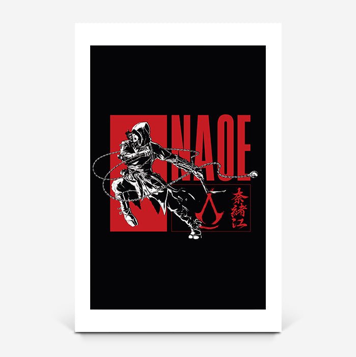 Naoe posing – Black version - Assassin's Creed art - Fine Art Print