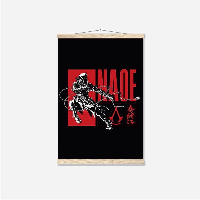 Naoe posing – Black version - Assassin's Creed art - Japanese Wall Scroll