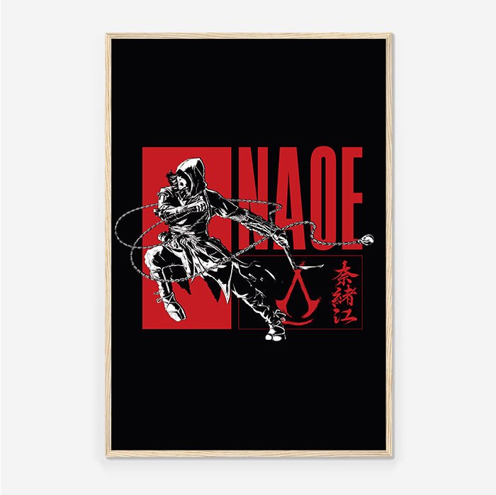 Naoe posing – Black version - Assassin's Creed art - Framed Print