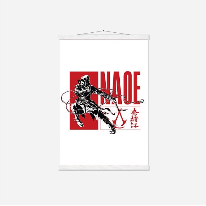 Naoe posing – white version - Assassin's Creed art - Japanese Wall Scroll
