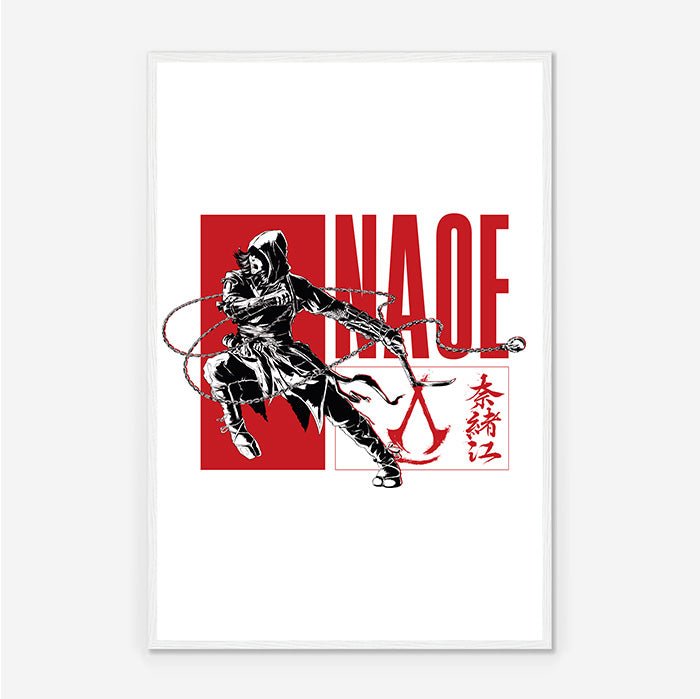 Naoe posing – white version - Assassin's Creed art - Framed Print
