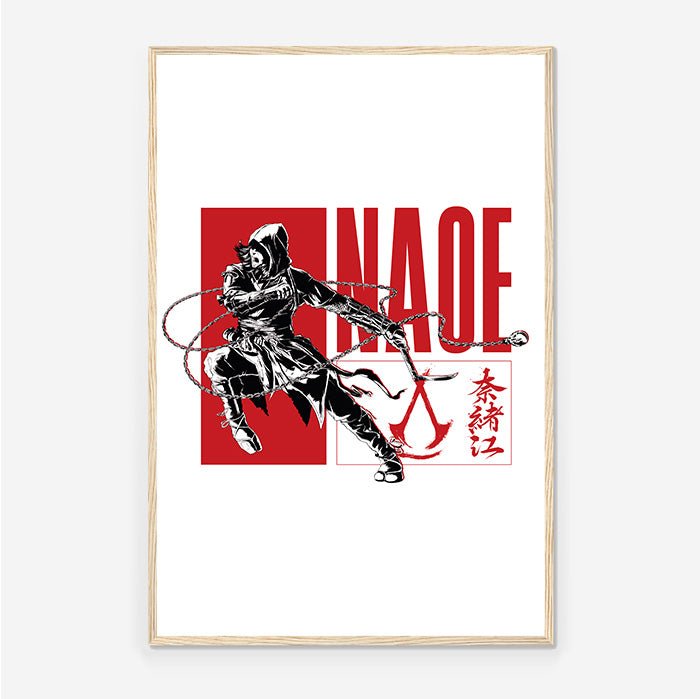 Naoe posing – white version - Assassin's Creed art - Framed Print