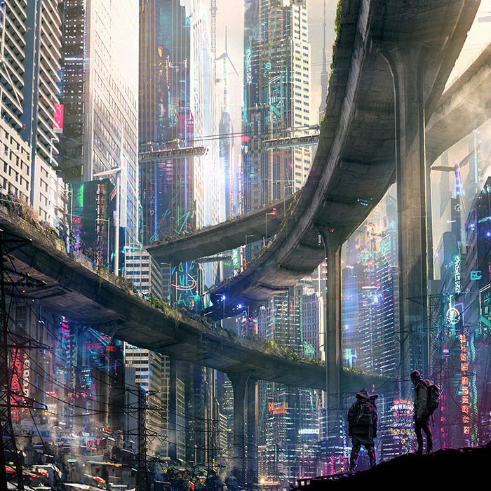 Neo City Explorers - Raphael Lacoste art - (14'' X 11'' / 35.56 X 27.94 cm)