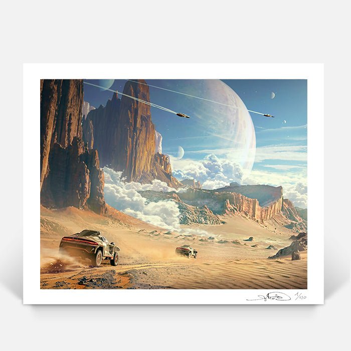 Race on Io Moon - Raphael Lacoste art - (14'' X 11'' / 35.56 X 27.94 cm)